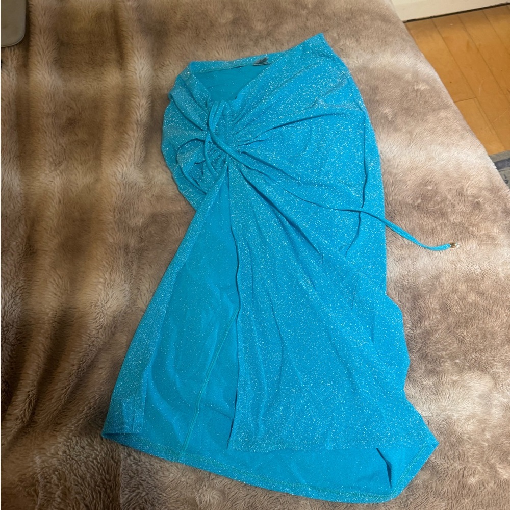 Fiorella beachwear Blue sparkle split leg skirt/coverup